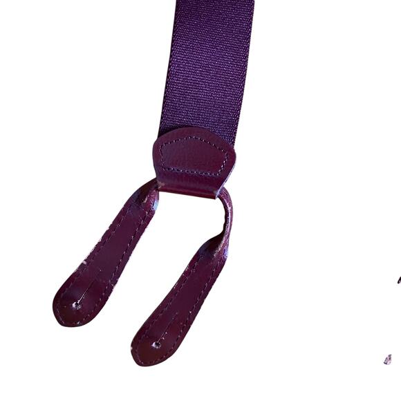 Vintage Suspenders Elastic Fabric Burgundy/Green adjustable - Picture 2 of 7